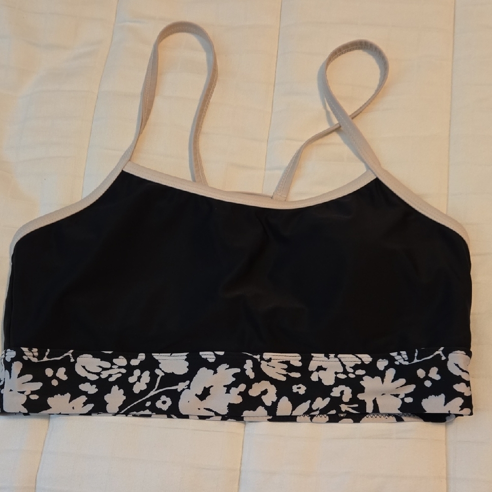 Floral Black and Cream Nani Women's Shaka Bralette Swim Top